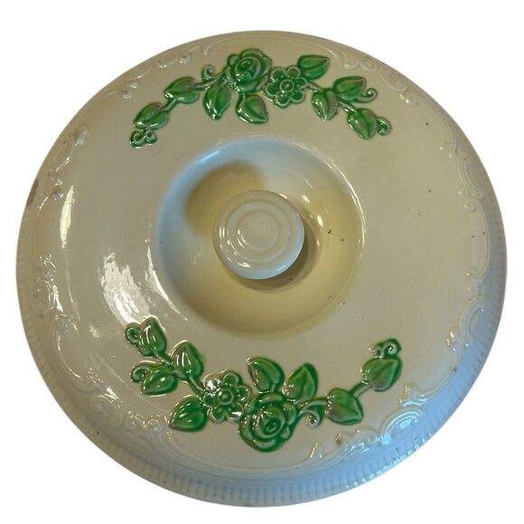 Homer Laughlin Oven Serve 1 Qt Casserole Dish Green Floral Vintage Cottagecore - Picture 11 of 14